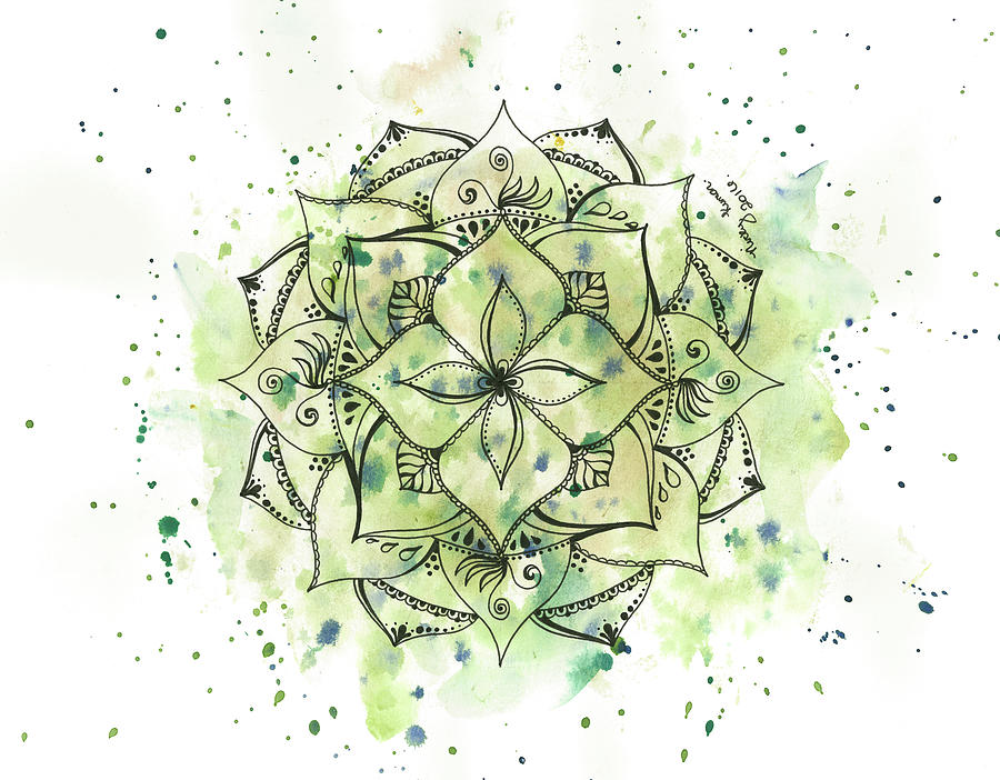 Green Splatter Mandala Digital Art by Nicky Kumar | Fine Art America