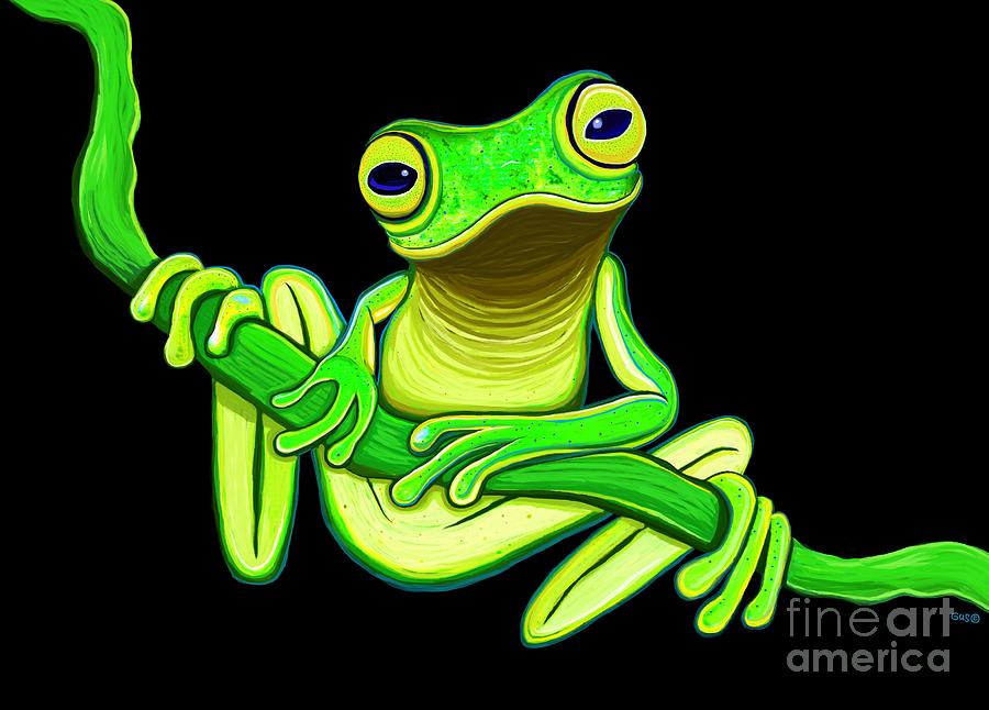 Green Spotted Tree Frog Digital Art
