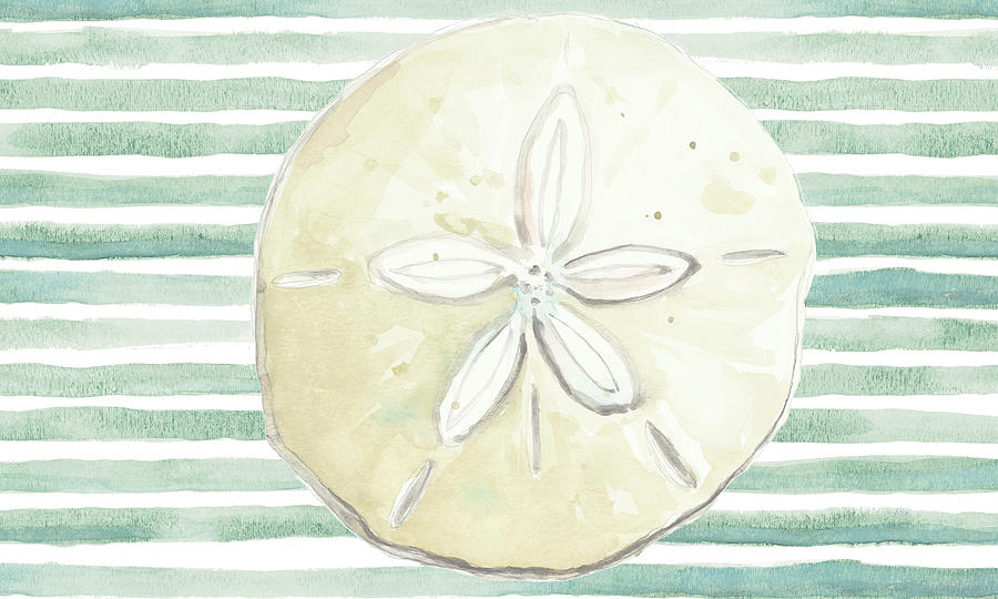 Sand Painting - Green Stripe Sand Dollar by Patricia Pinto