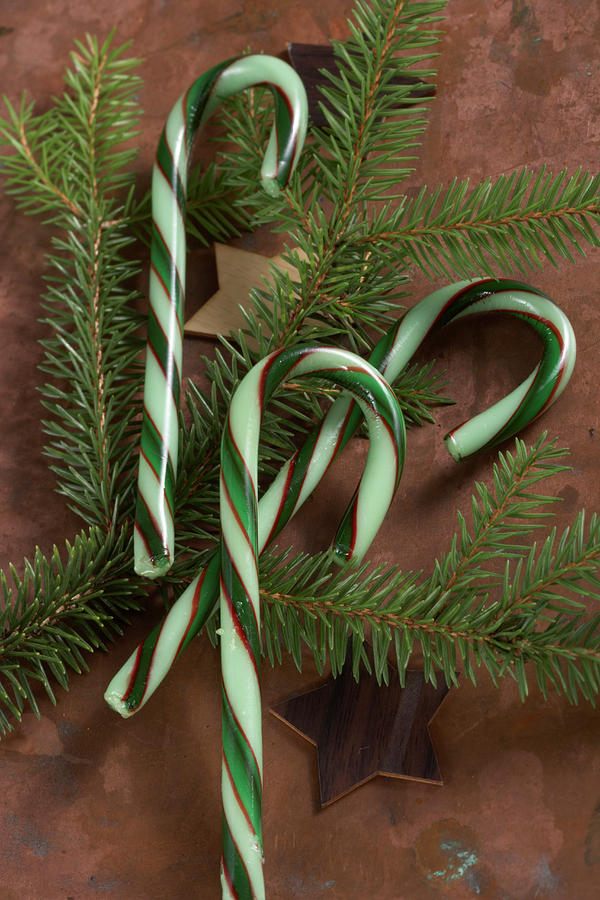 Green Striped Candy Canes Photograph by Teubner Foodfoto