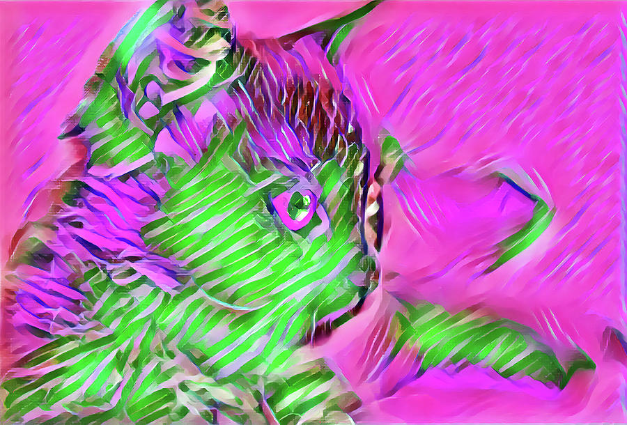 Green Striped Kitty Digital Art by Don Northup