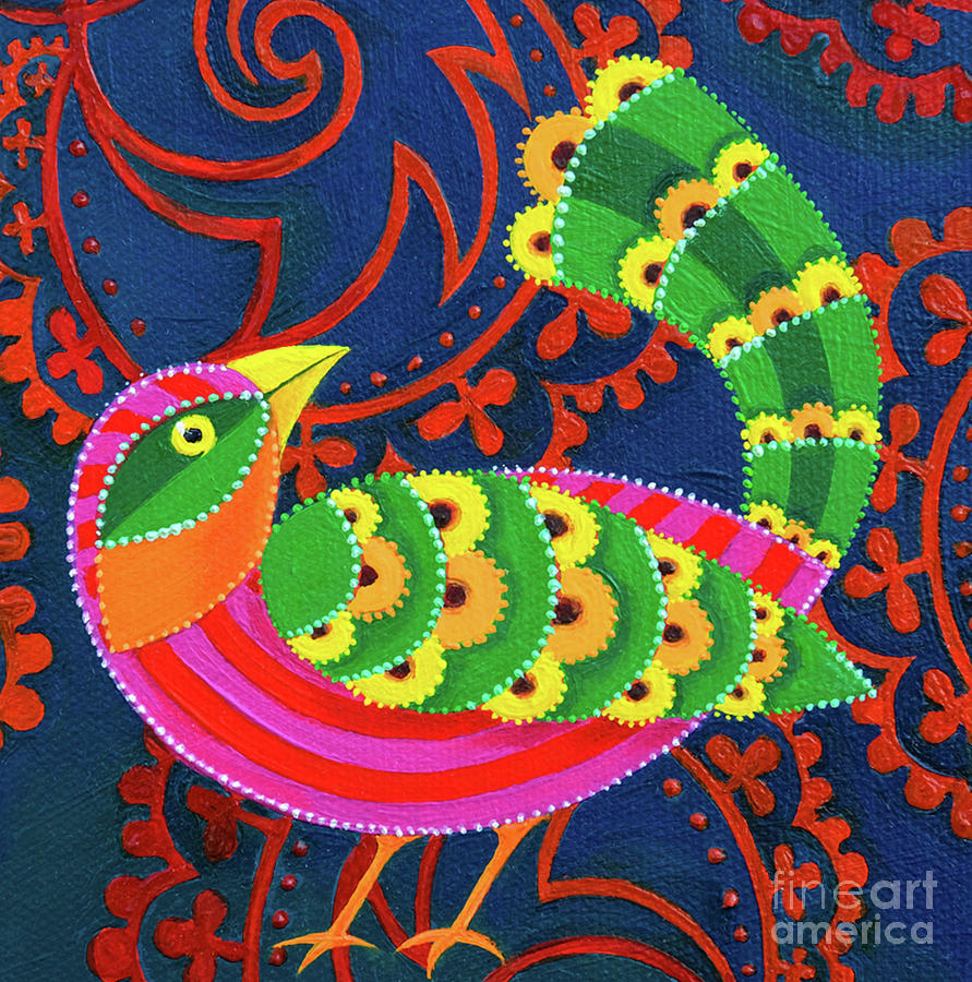 Bird Painting - Green tailed Bird by Jane Tattersfield