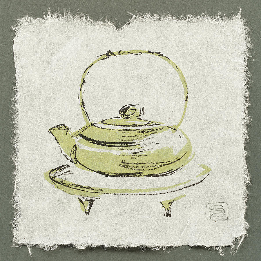 Teapot Painting - Green Teapot by Chris Paschke