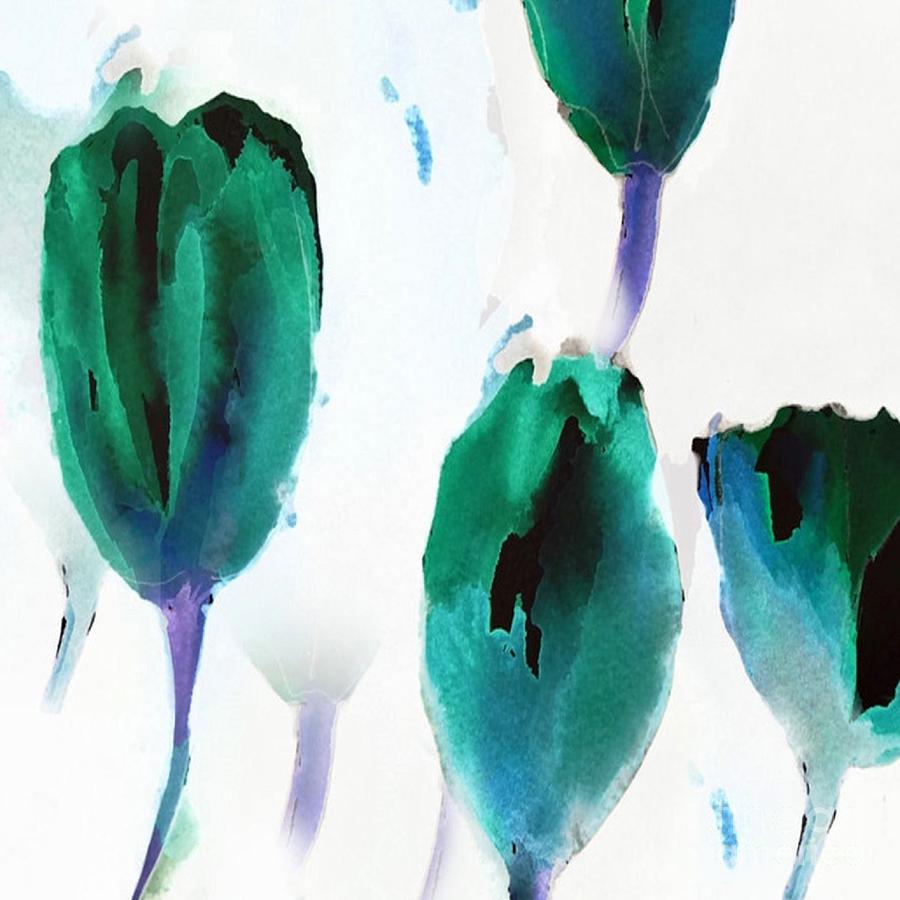 Green Tulips Painting by Vesna Antic
