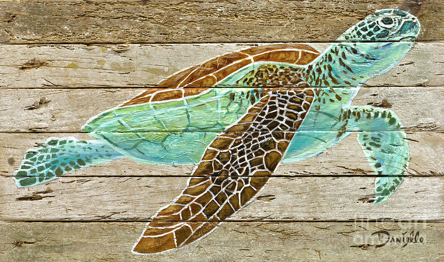 Green Turtle #3 Painting by Danielle Perry