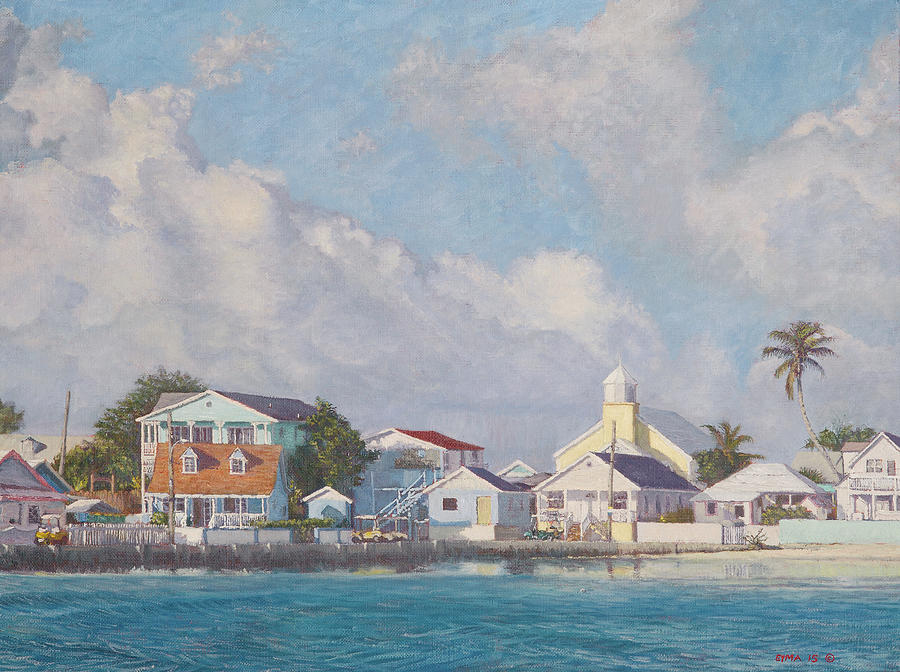 Green Turtle Cay Water Front Painting by Ritchie Eyma