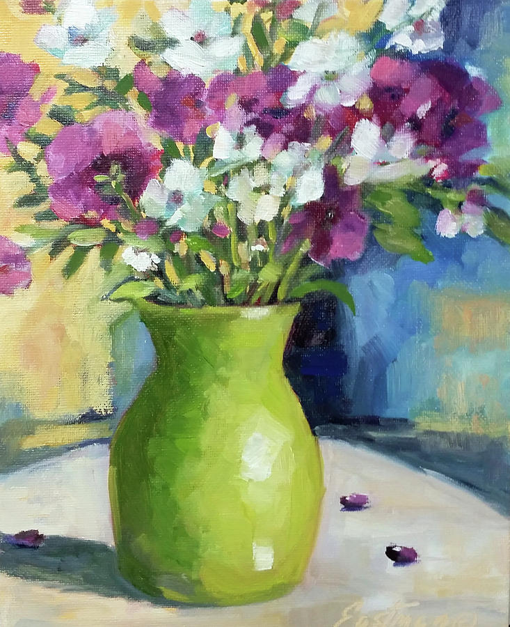 Green Vase with Wild Flowers Painting by Sheila Eastman - Fine Art America