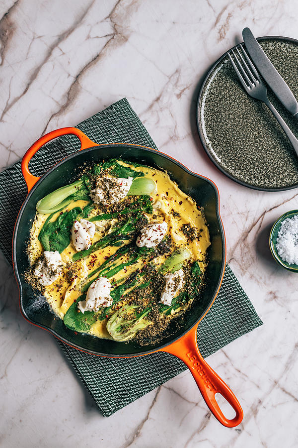 Green Veg Omelette With Labneh And Zaatar Photograph by Hein Van Tonder