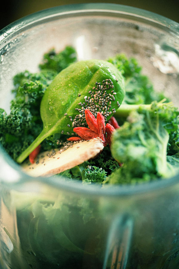Green Vegetables In A Blender Photograph by Eising Studio