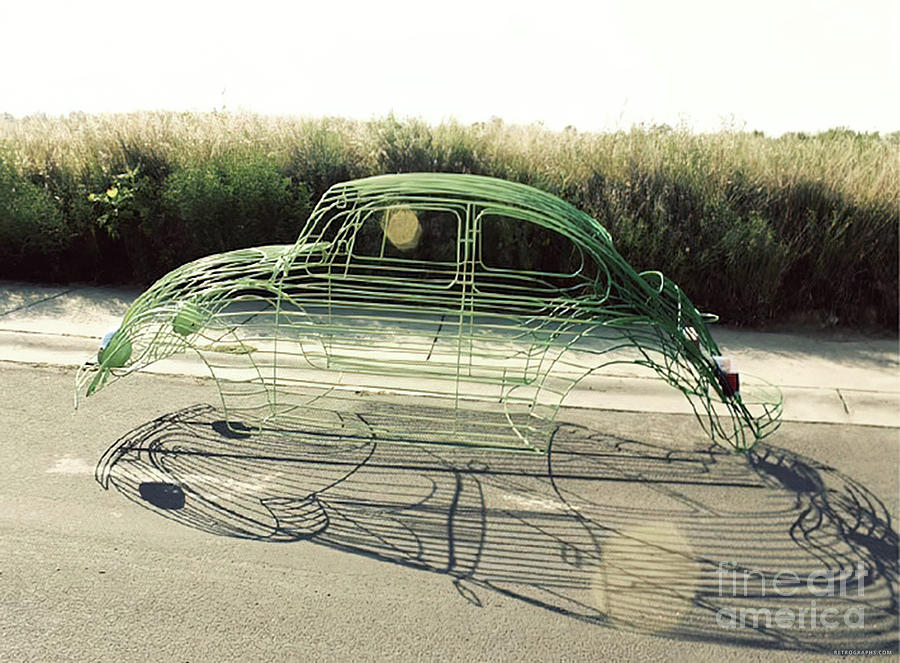 Green Volkswagen Beetle Shape Made From Wire Photograph by Retrographs