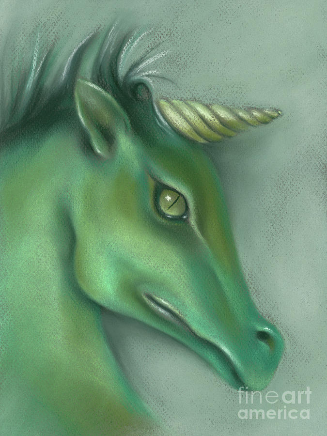 Green Water Horse Unicorn Painting by MM Anderson