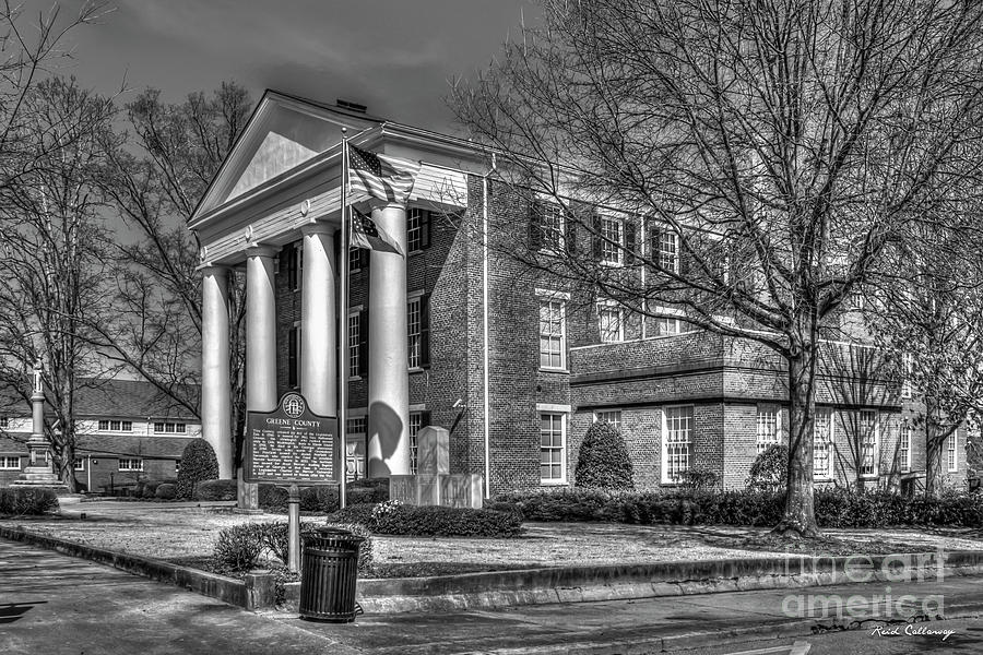 Greene County Court House B W Historic Winter Court House Art Photograph by Reid Callaway
