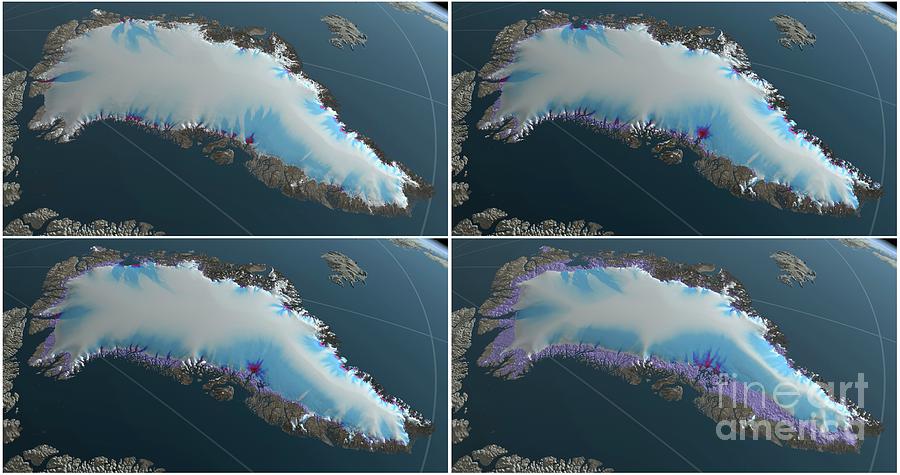 Greenland Glacier Ice Melt Models Photograph by Animate4.com/science Photo Library