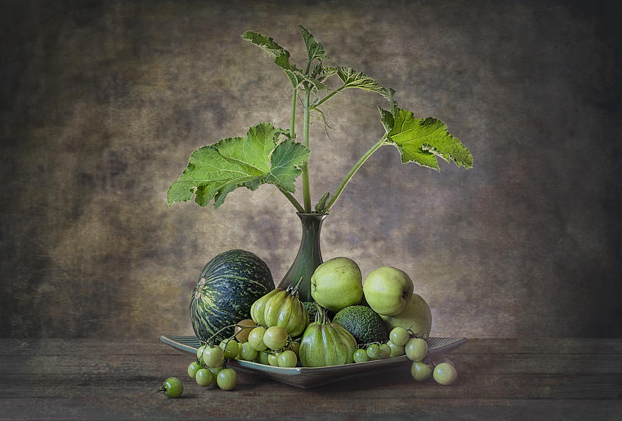 Tomato Photograph - Greens From The Garden by Lydia Jacobs