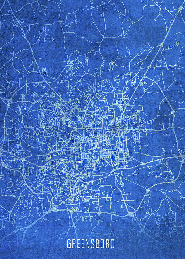 Greensboro North Carolina City Street Map Blueprints Mixed Media by ...