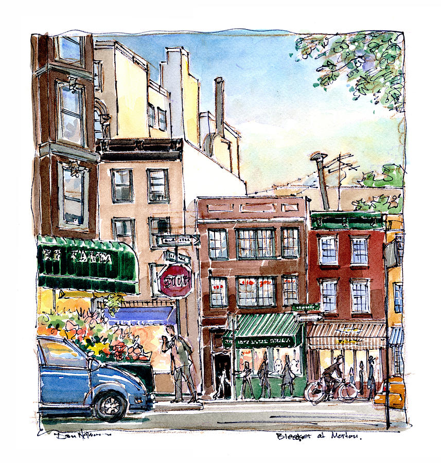 Greenwich Village Shops Painting by Dan Nelson