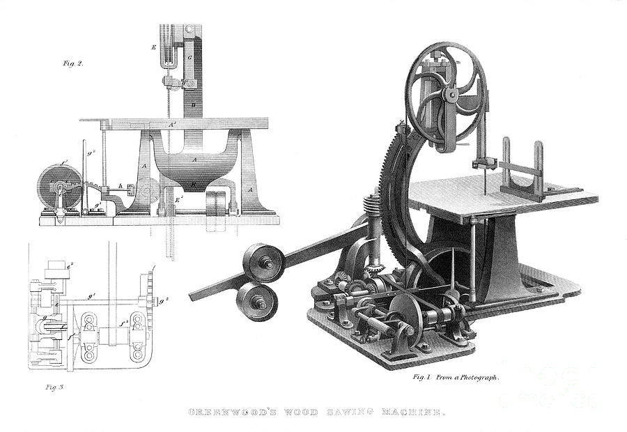 Greenwoods Wood Sawing Machine, 1886 Drawing by Print Collector