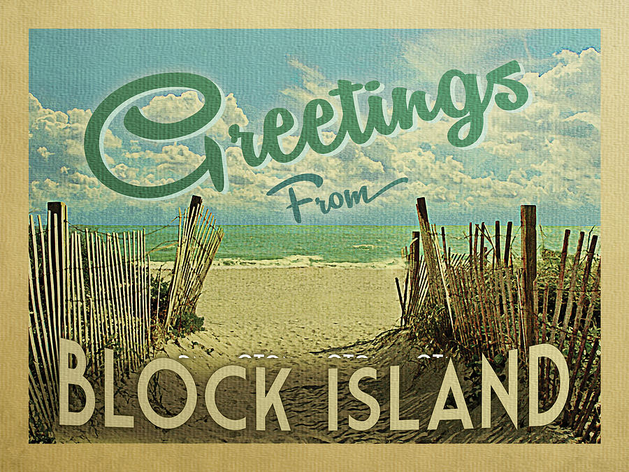 Block Island Digital Art - Greetings From Block Island Beach by Flo Karp Block Island Digital Art - Greetings From Block Island Beach by Flo Karp