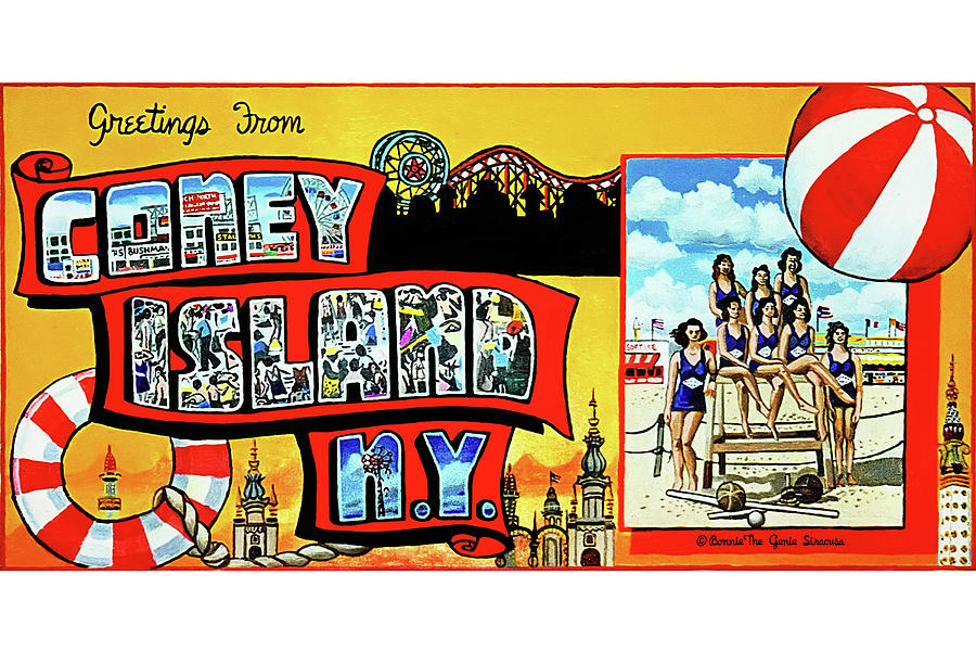 Greetings From Coney Island Weekender Tote Bag vVersion Painting by Bonnie Siracusa
