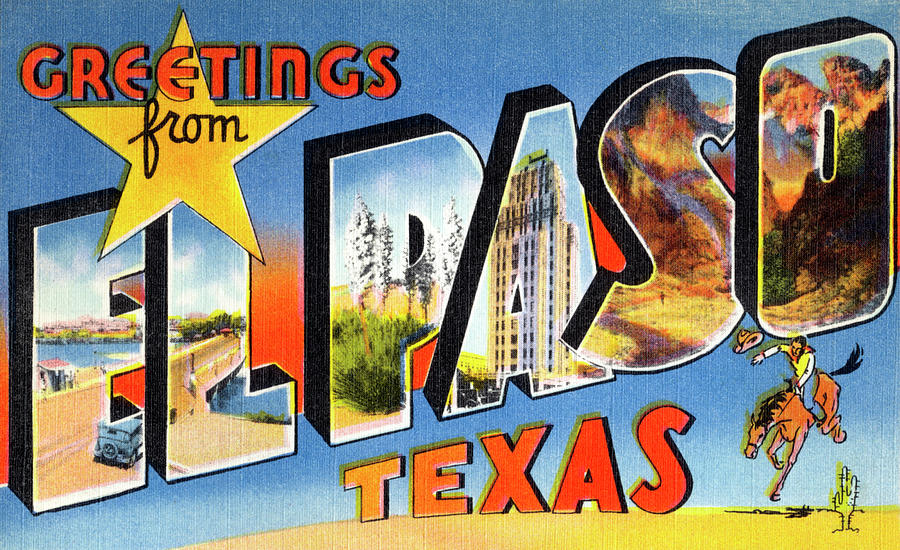 Greetings from El Paso, Texas Painting by Tichnor