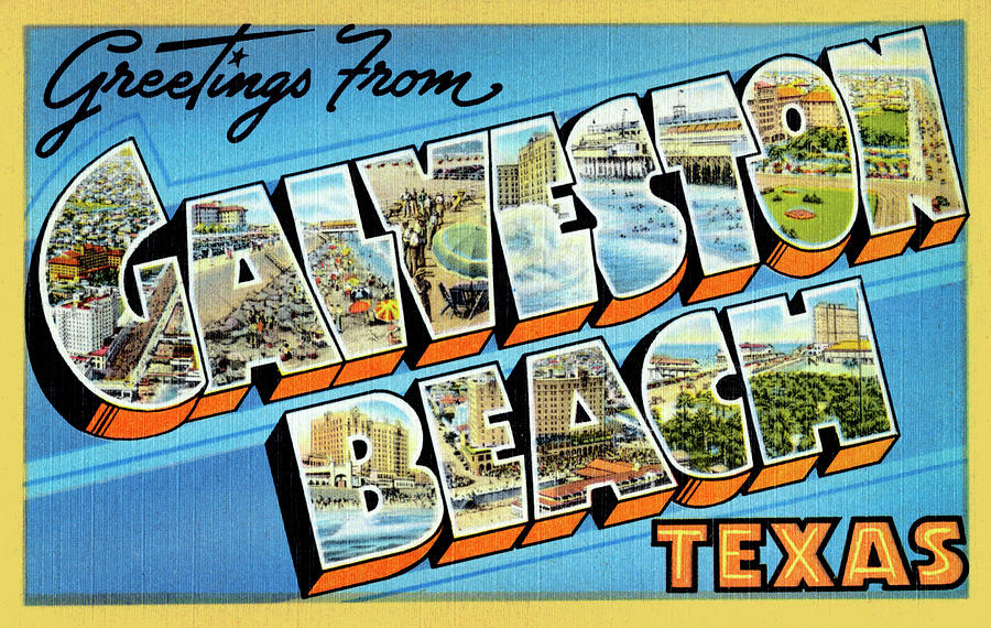 Greetings from Galveston Beach, Texas Painting by Tichnor
