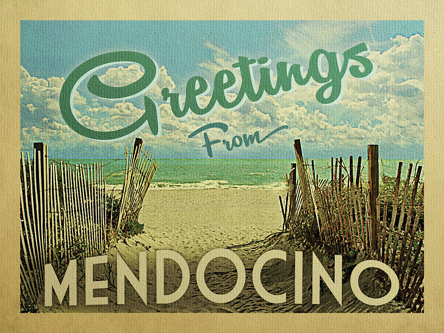 Greetings From Mendocino Beach Digital Art by Flo Karp