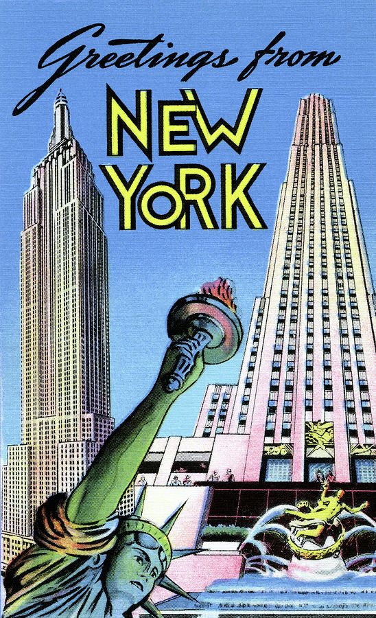 Greetings from New York Painting by Curt Teich & Company