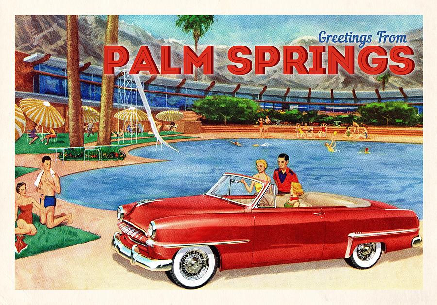 Greetings From Palm Springs Drawing by Unknown