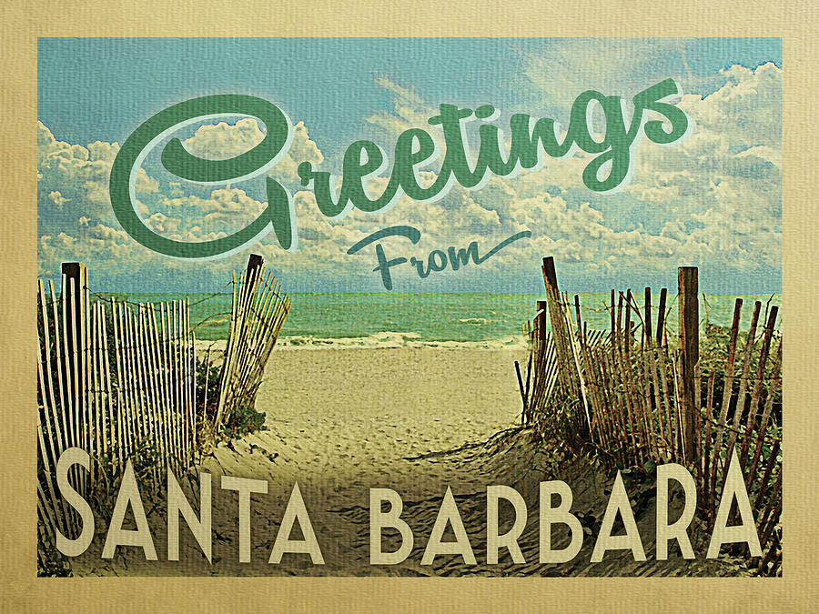 Greetings From Santa Barbara Beach Digital Art by Flo Karp