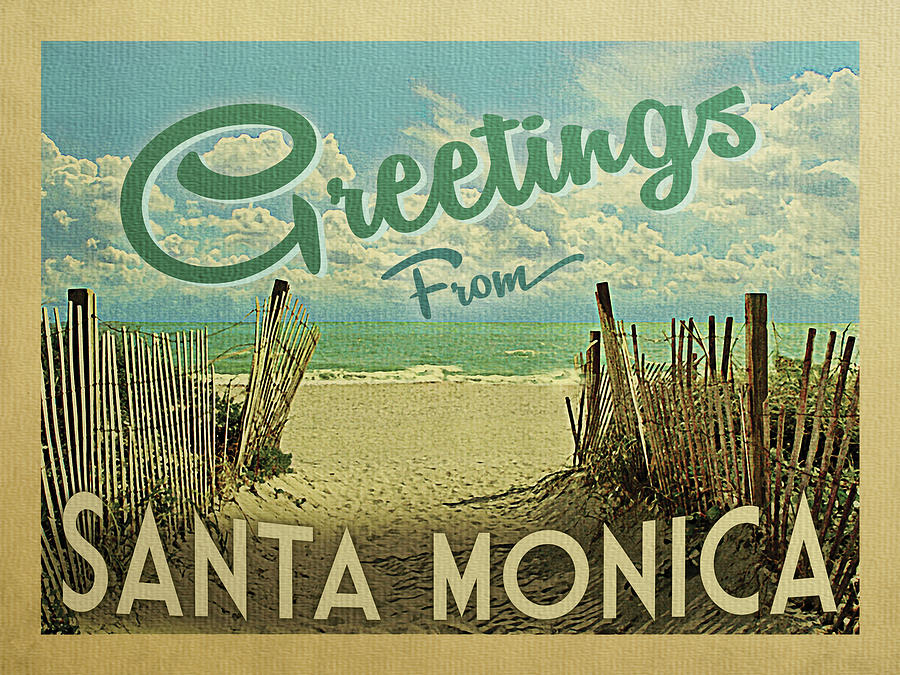 Santa Monica Digital Art - Greetings From Santa Monica Beach by Flo Karp
