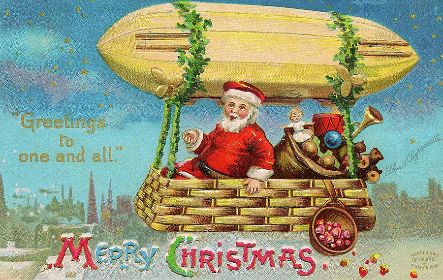 Greetings to One and All - Merry Christmas Painting by Ellen M. Clapsaddle