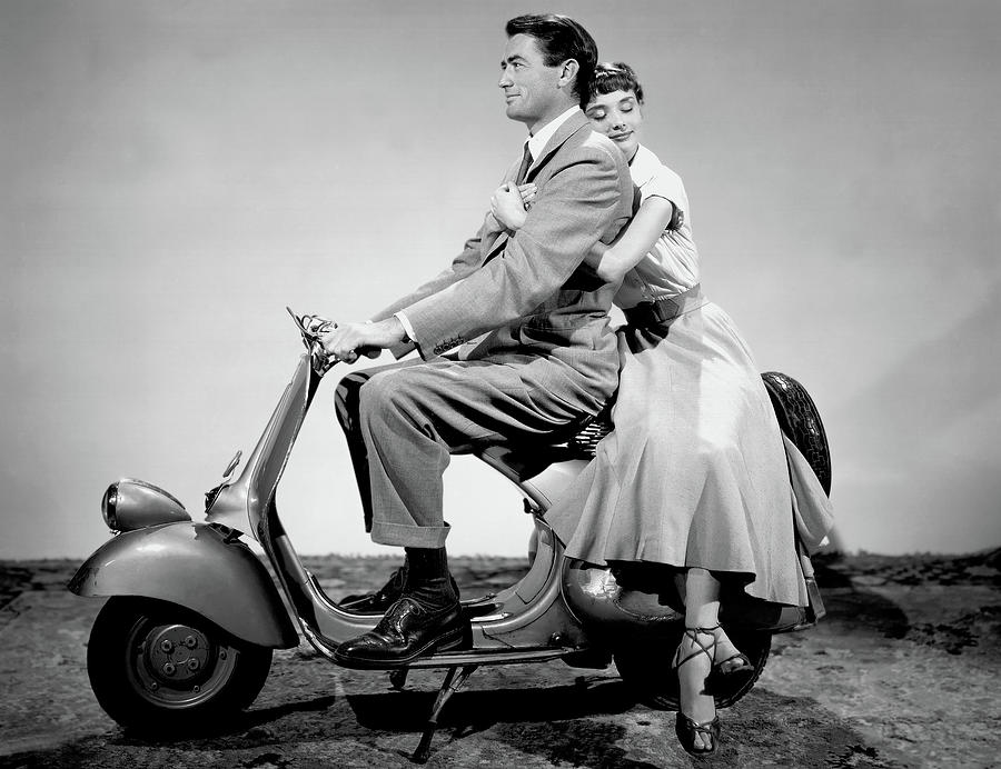 Audrey Hepburn Photograph - Gregory Peck And Audrey Hepburn On Moped by Globe Photos