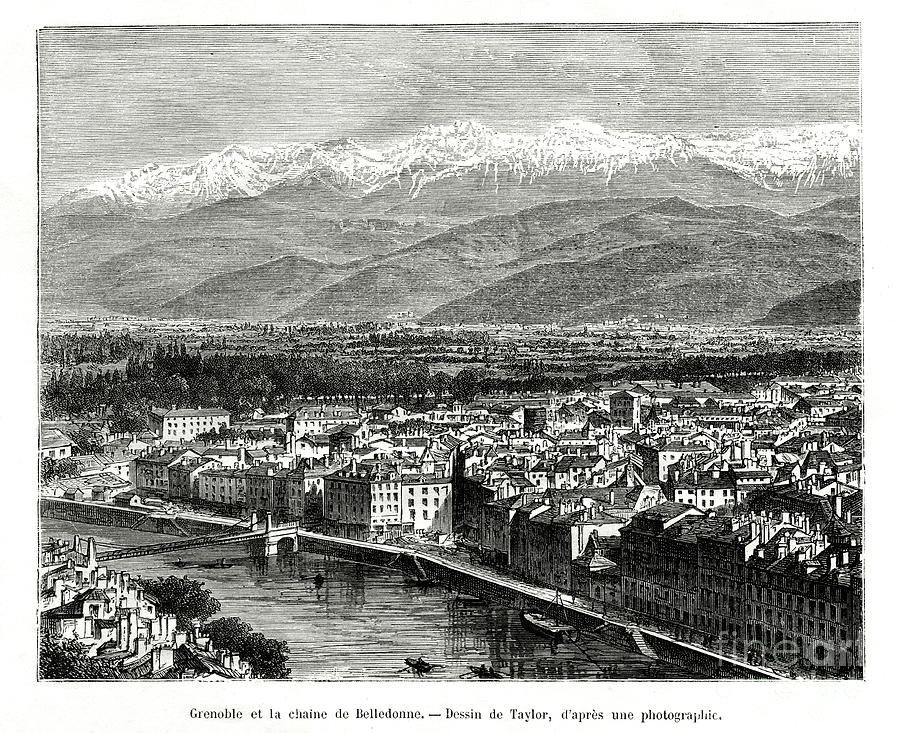 Grenoble From The Belledonne Range Drawing by Print Collector