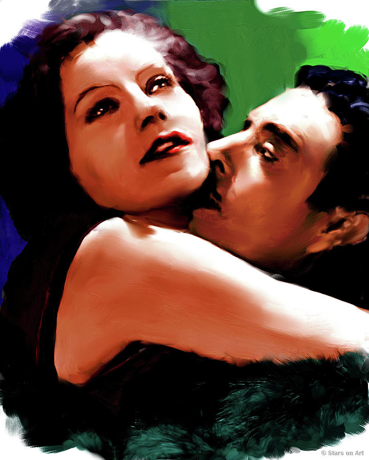Greta Garbo and John Gilbert painting Painting by Movie World Posters