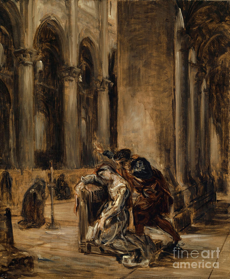 Eugene Delacroix Painting - Gretchen In The Cathedral, C.1850 by Eugene Delacroix