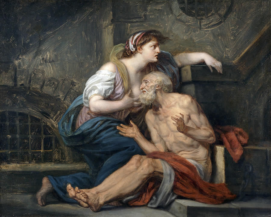 Cimon and Pero Roman Charity #2 Painting by Jean Baptiste Greuze
