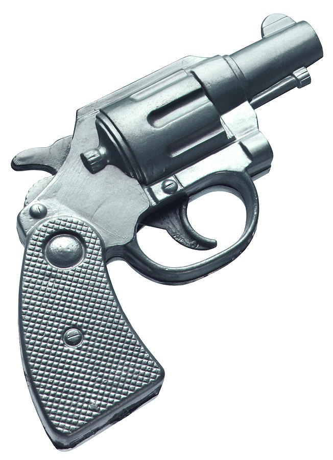 Vintage Drawing - Grey Handgun by CSA Images