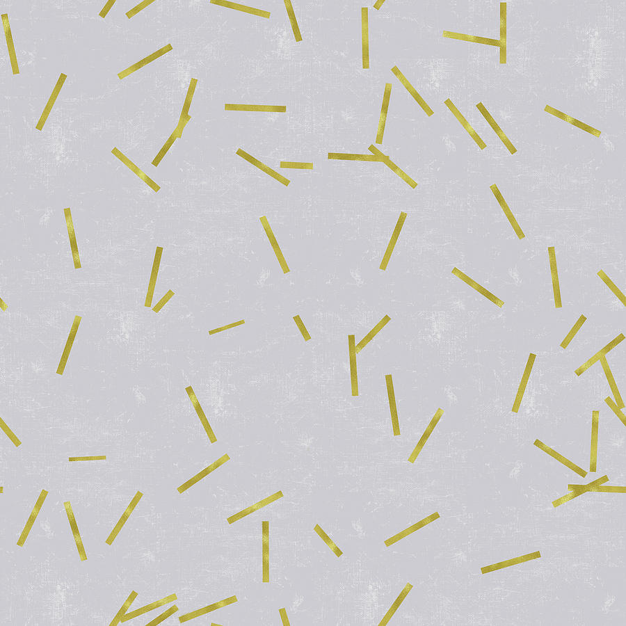 Pattern Digital Art - Grey Linen Golden Matchstick Confetti by Tina Lavoie