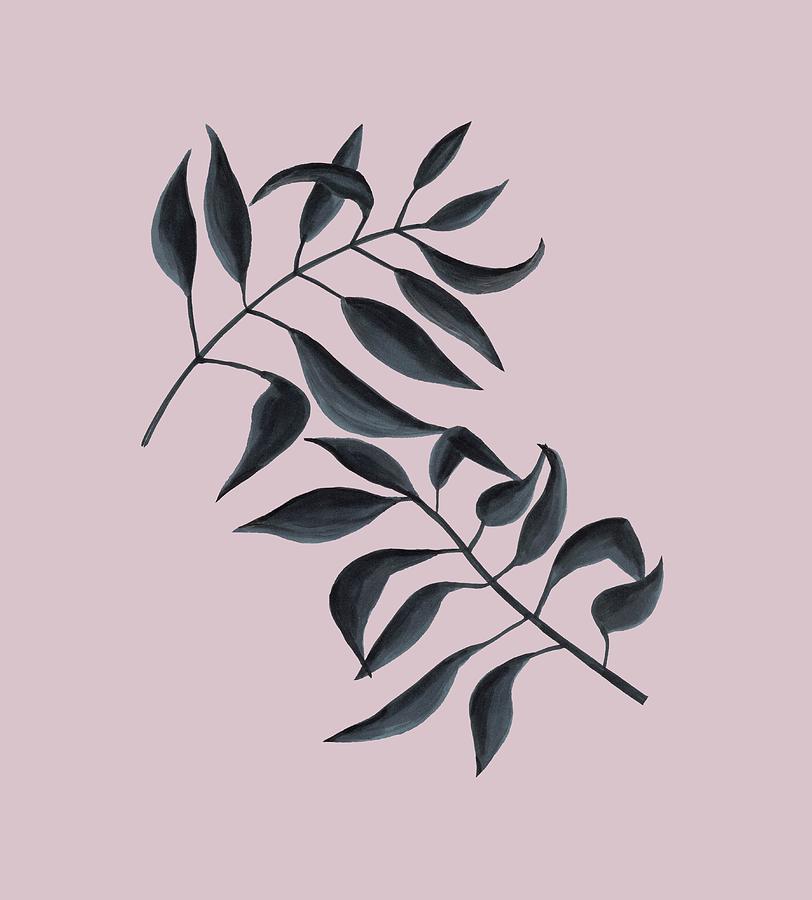 Grey Palm Leaves Drawing By Janremi B