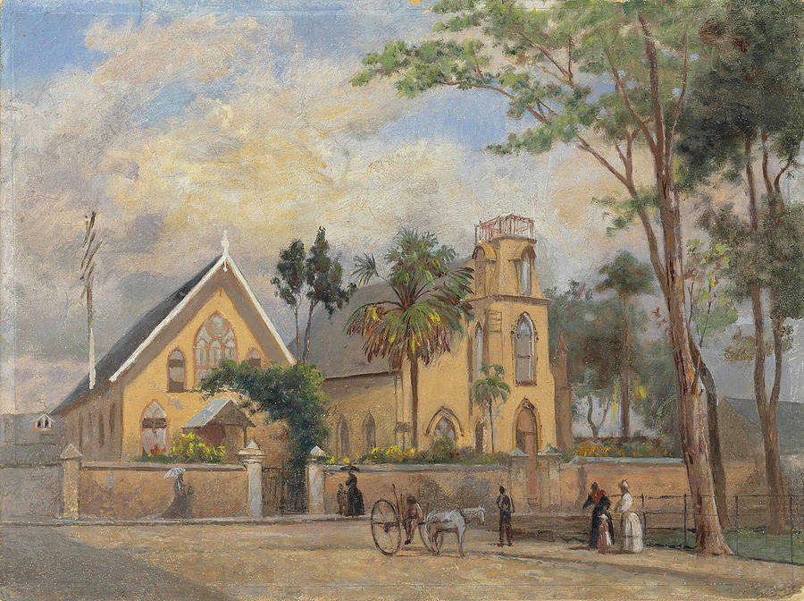 Greyfriars Church, Frederick Street, Port of Spain, Trinidad Painting by Michel Jean Cazabon