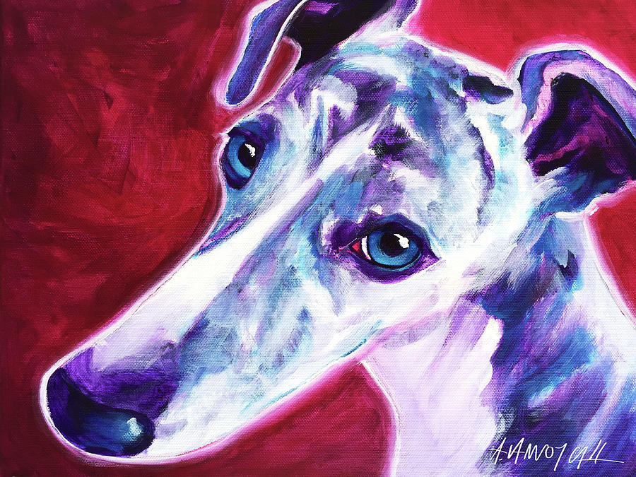 Dog Painting - Greyhound - Myrtle by Dawgart