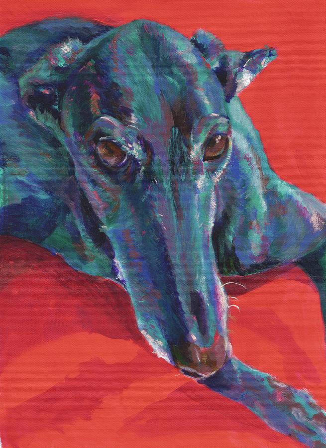 Greyhound on Red Painting by Karin McCombe Jones