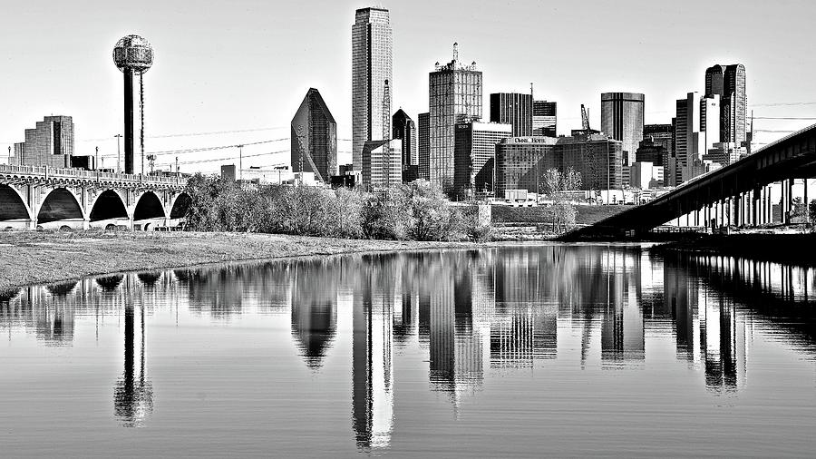 Dallas Photograph - Greyscale Dallas Skyline by Frozen in Time Fine Art Photography