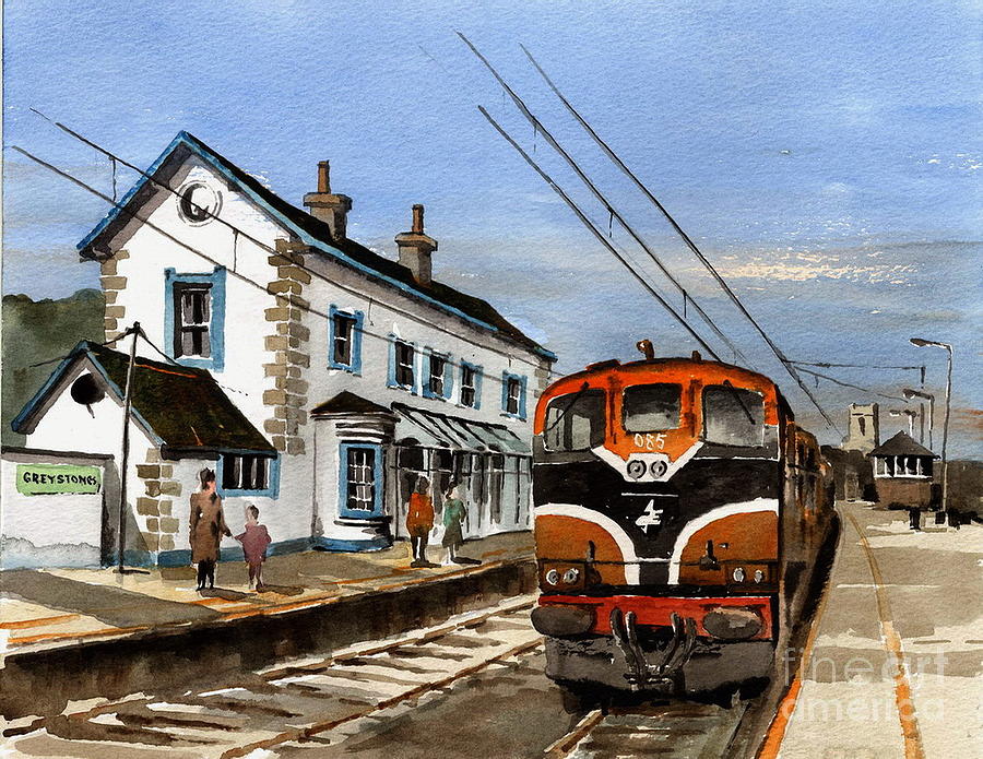 Greystones Railway Station Painting by Val Byrne