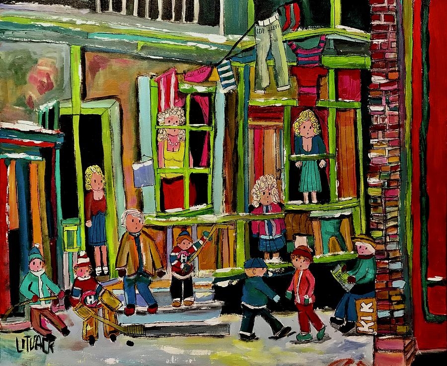 Griffintown Backlanes in Winter Painting by Michael Litvack