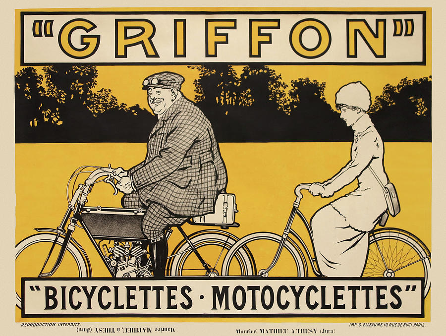 Griffon Bicyclettes  Motocyclettes Painting by Jean Matet