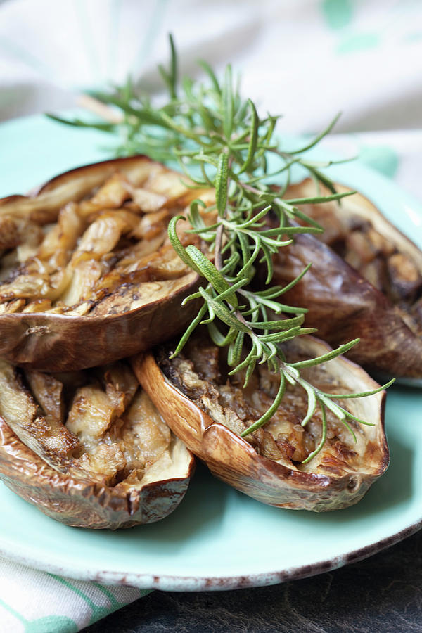 Grilled Aubergine With Rosemary Photograph by Hilde Mche