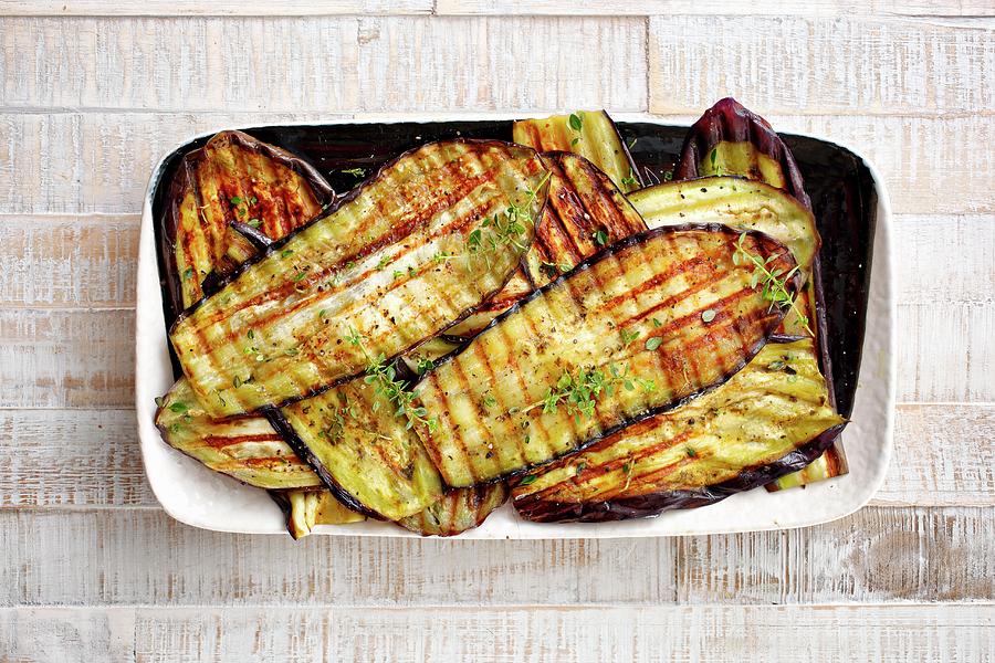 Grilled Aubergines top View Photograph by Petr Gross