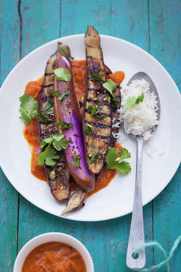 Grilled Aubergines With Spices Butter And Tikka Masala Photograph by Eising Studio - Food Photo & Video