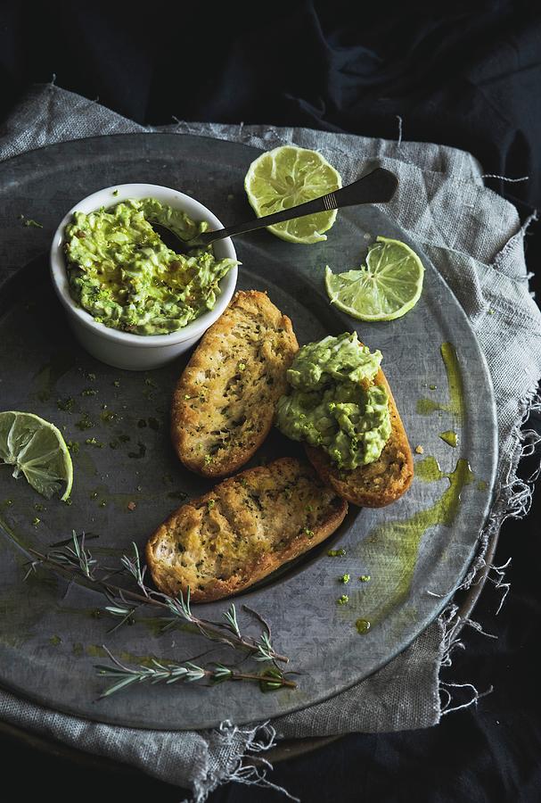 Grilled Bread With A Spicy Avocado Spread Photograph by Karolina Kosowicz